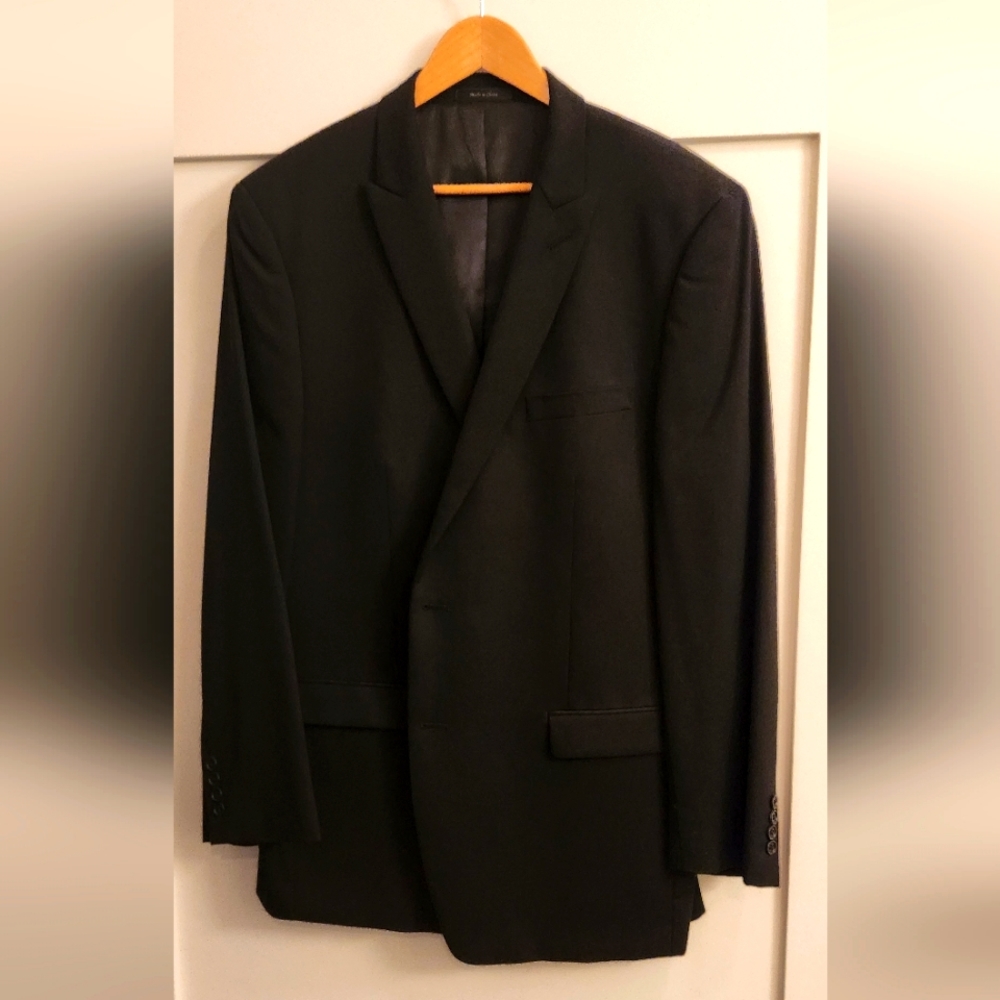 CALVIN KLEIN MEN'S BLACK BLAZER Suit Jacket 2-BUTTON 100% Wool Size 46